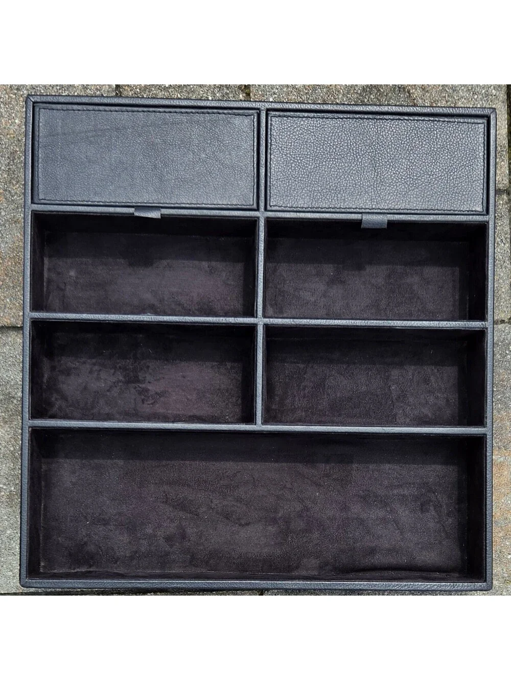 Pottery Barn Black Leather Valet Tray Sunglass Organizer 15